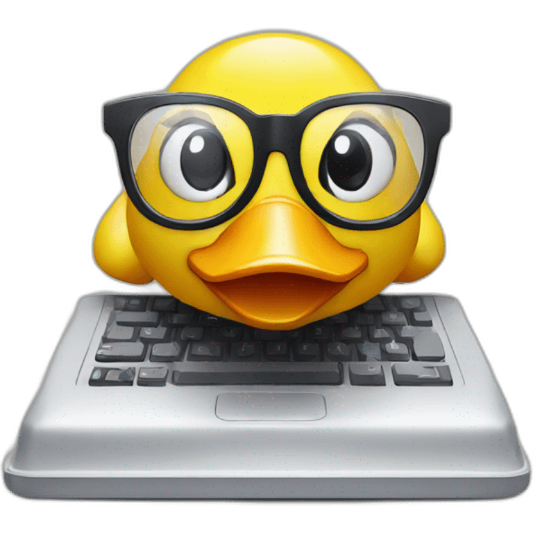 rubber duck with glasses and a computer (developer) emoji