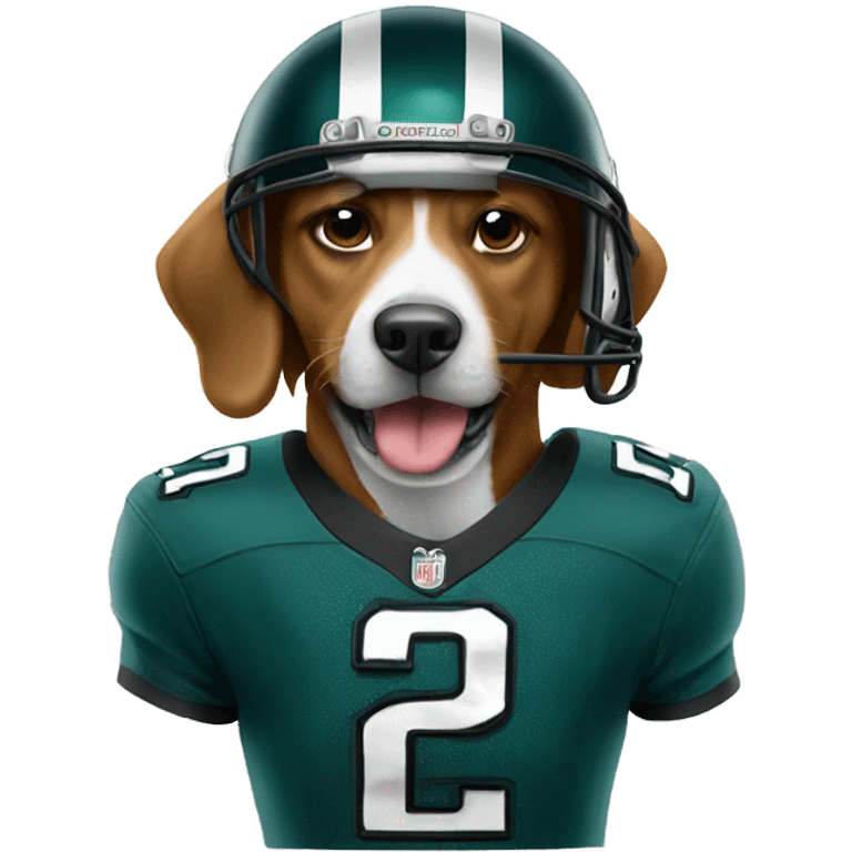 Dog wearing an eagles helmet emoji