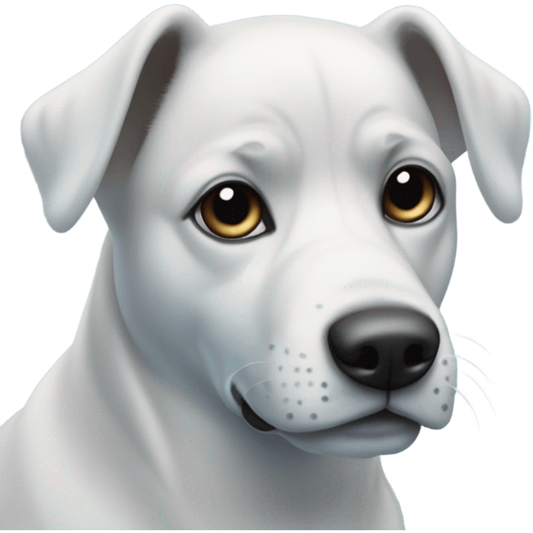 sky blue dog with darker blue spots and a dark blue nose. Her eyes are white with black pupils  emoji