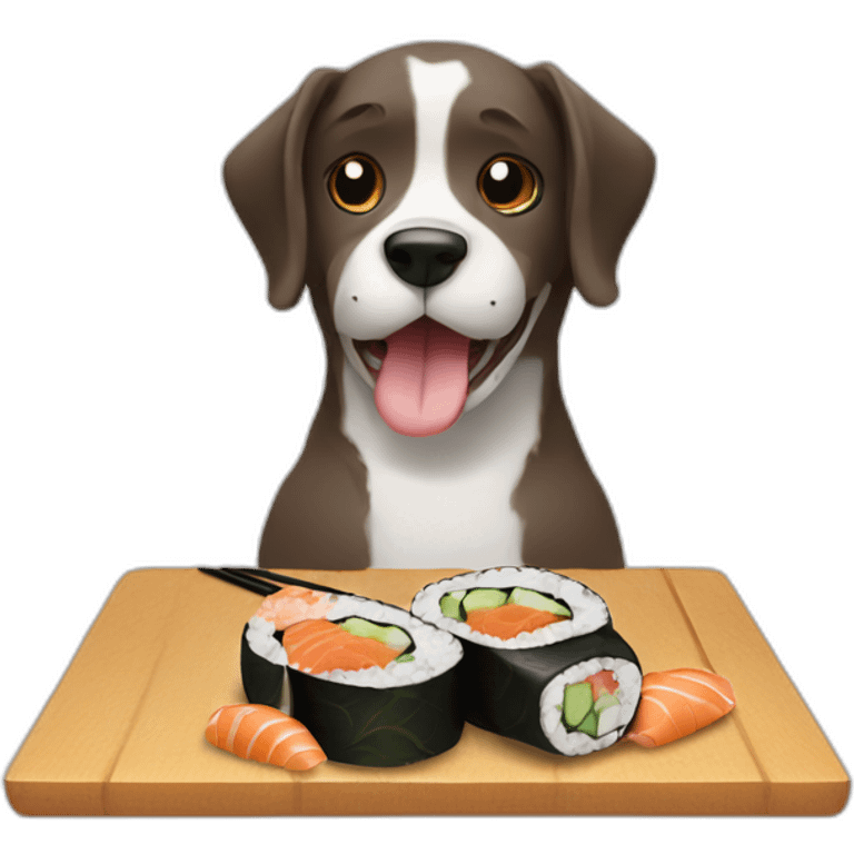 dog eating sushi roll emoji