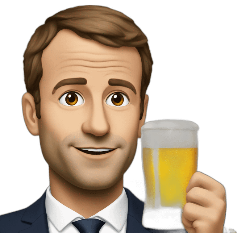 Macron drinks a beer emoji