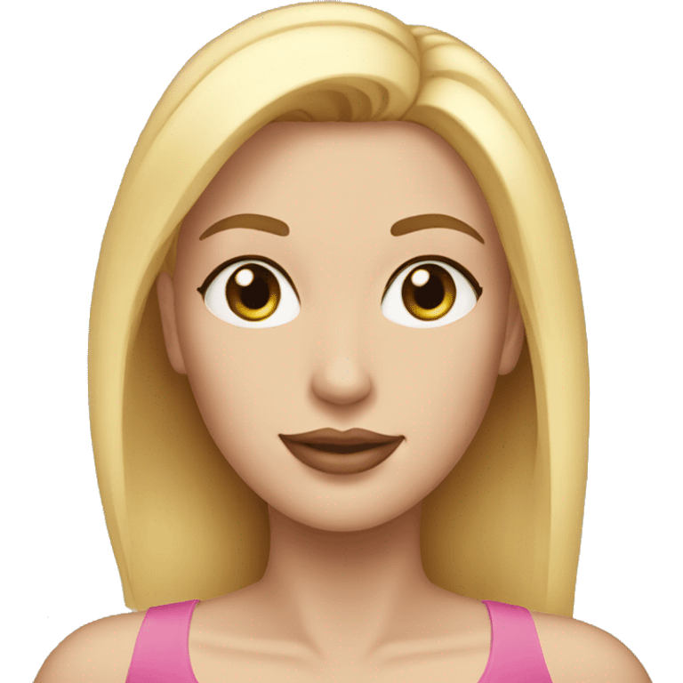 A beautiful woman with straight blonde hair, pink lips, thin eyebrows. emoji