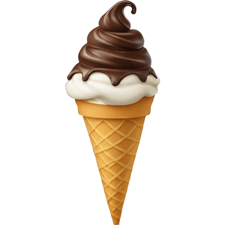 Swirl chocolate and vanilla ice cream in a cake cone emoji