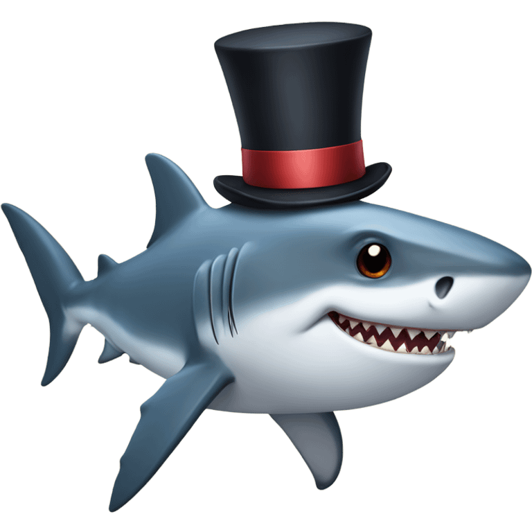 Shark with a top hat emoji