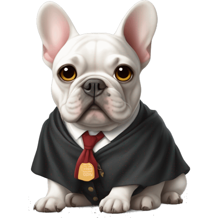 French bulldog wearing law school attire  emoji