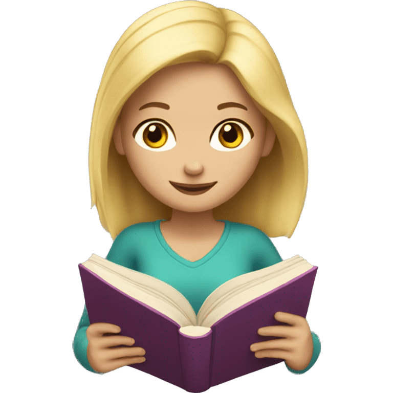 A blonde girl reading a book emoji