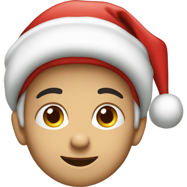 2 jahre altes kind mit einer weihnachtsmütze emoji