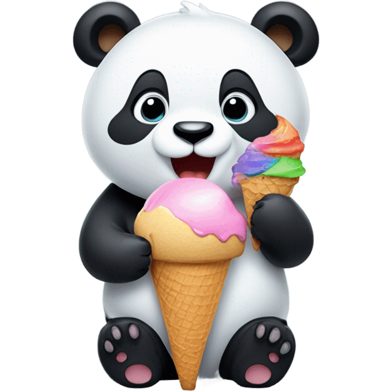 Panda eating ice cream emoji