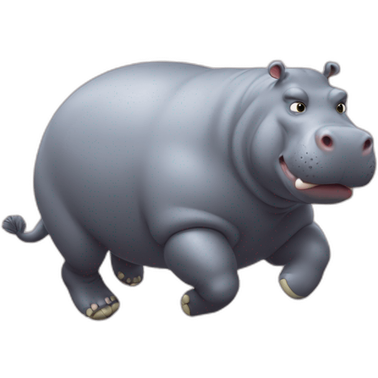 fat hippo as  human soccer player running and kicking emoji