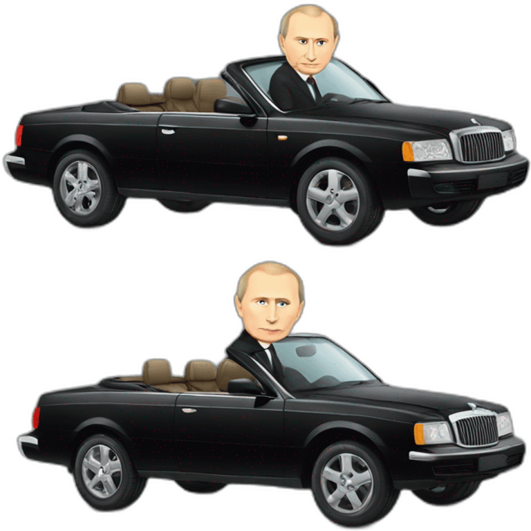 vladimir putin is driving a big black car emoji