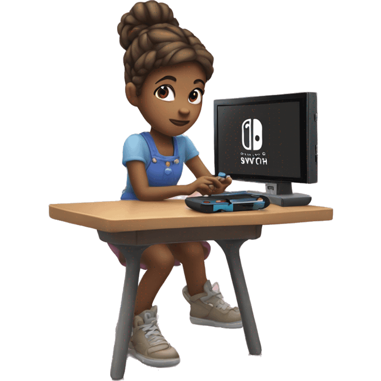 A girl is playing a Nintendo Switch emoji