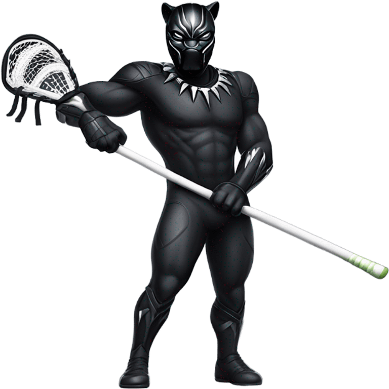 Black Panther playing lacrosse emoji