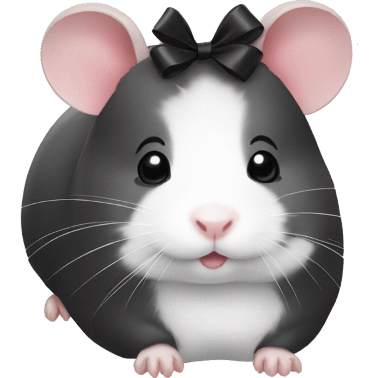 a black and white hamster with a bow on her head emoji