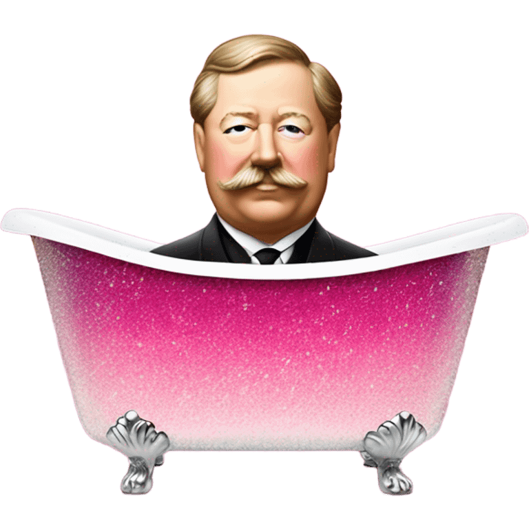 William Howard Taft in pink ombre tub with glitter  emoji