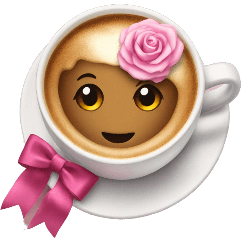 Coffee with a rosa bow  emoji