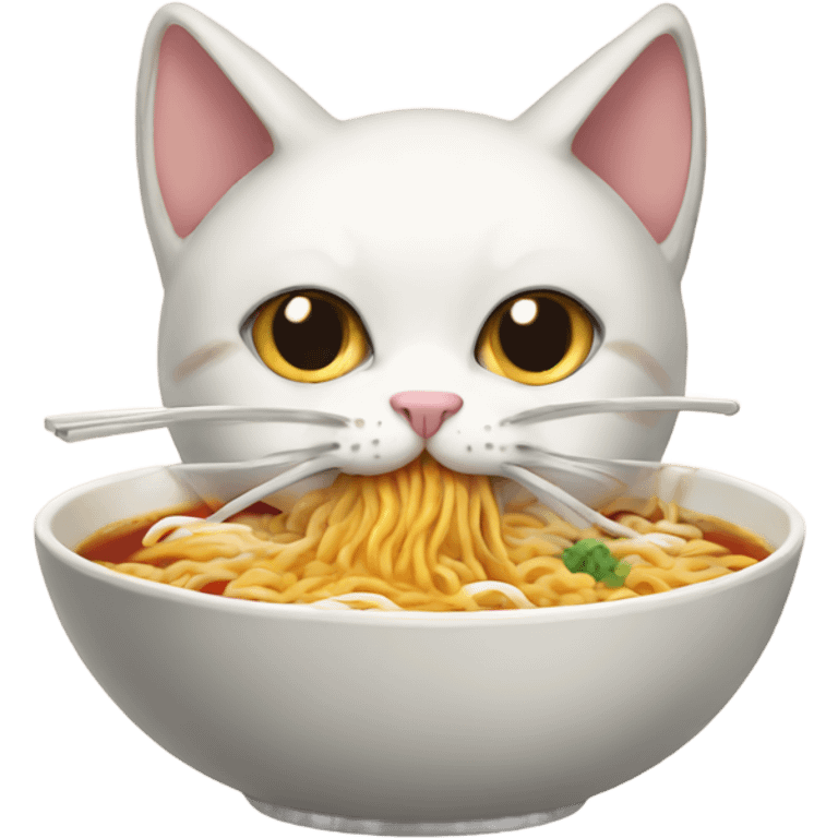 Cat eating ramen emoji