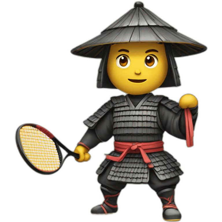 Samurai playing tennis in 1235 year emoji