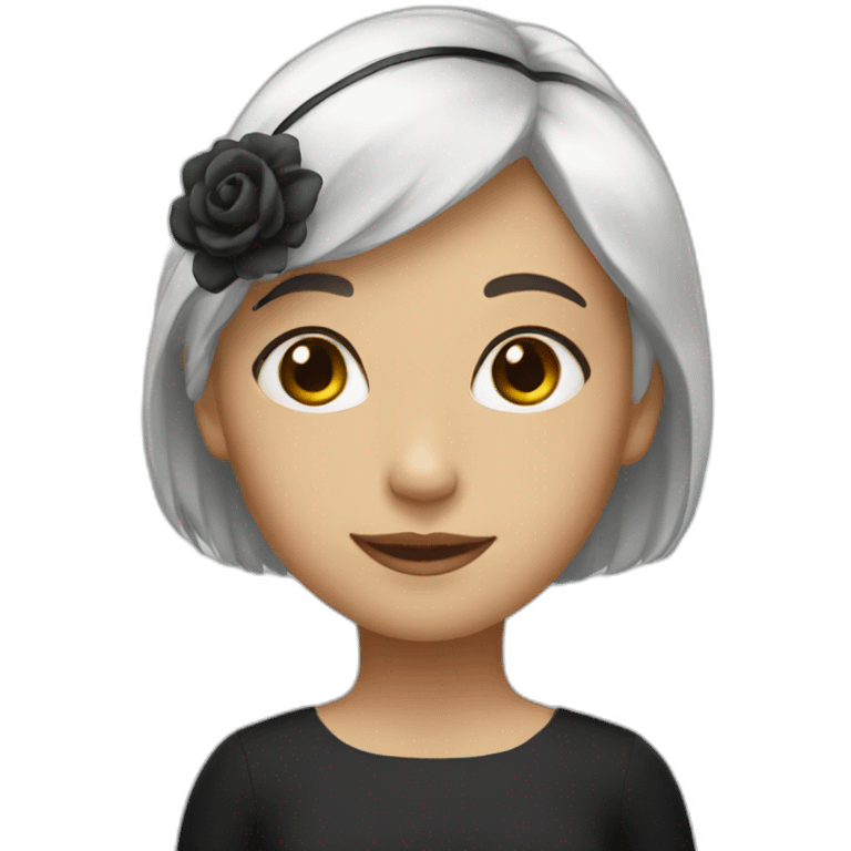 A girl with Short white hair and a black headband emoji