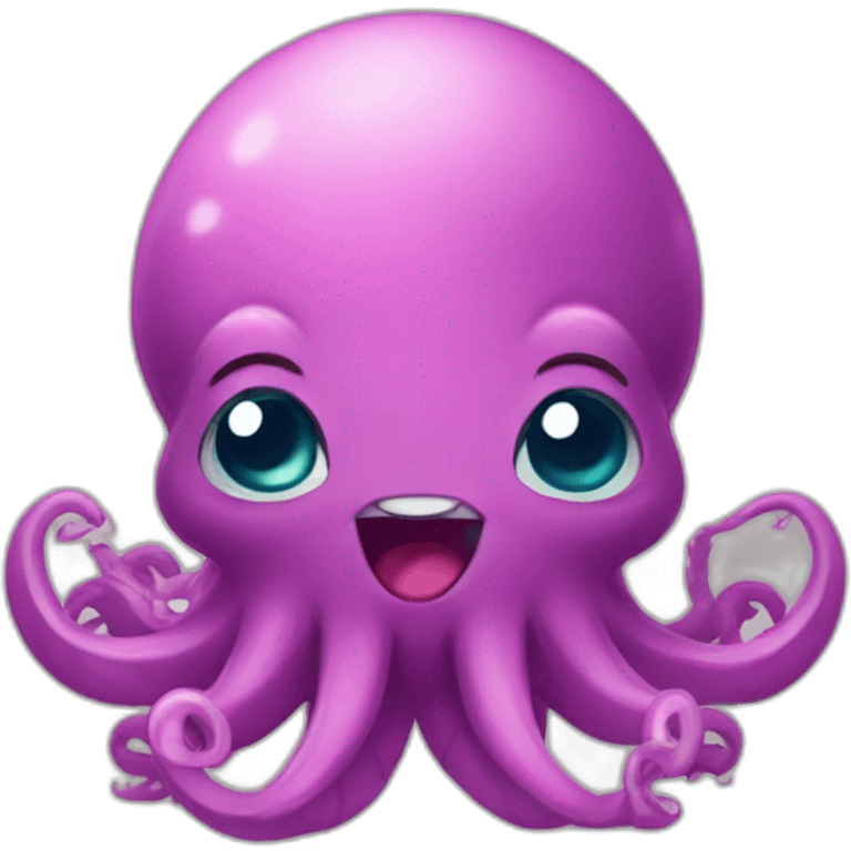 cute kraken with cute face shy blushing emoji