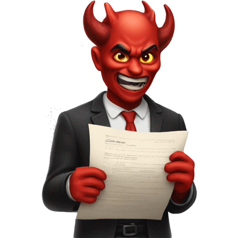 Devil holding contract emoji