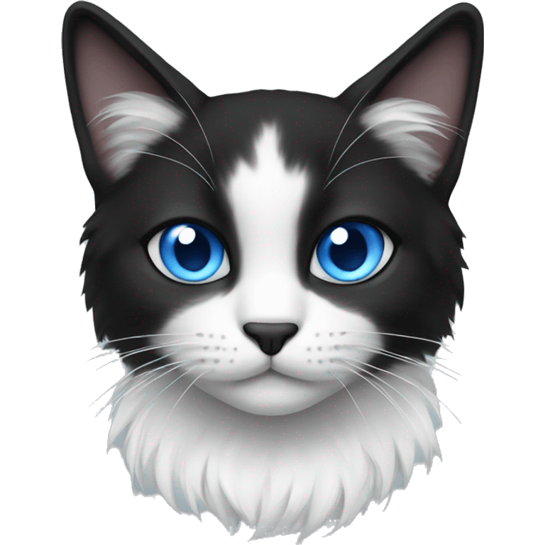 cat blue eyes black and white fur  emoji