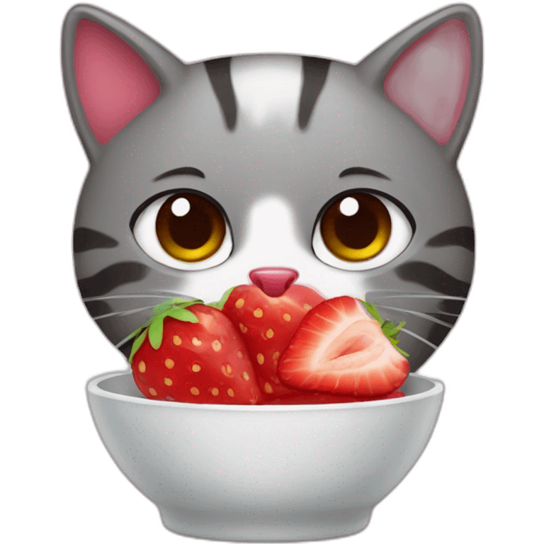 A cat eating a strawberry jelly  emoji