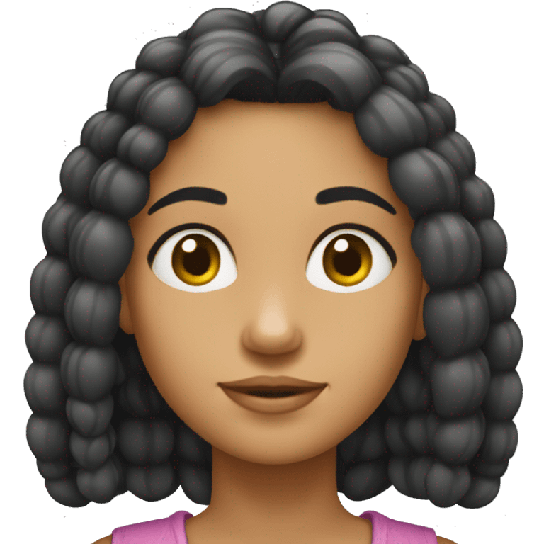 Menina cacheada dos cabelos pretos longos emoji