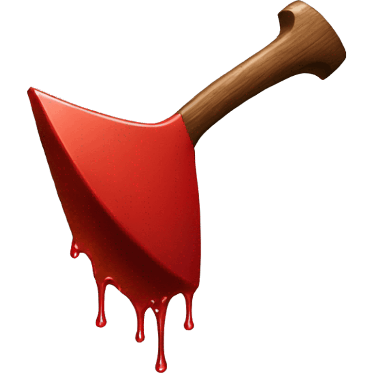 red axe with red liquid dripping from it emoji