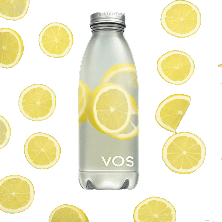 voss water bottle with lemon slices realistic soft textures and fine detailing emoji