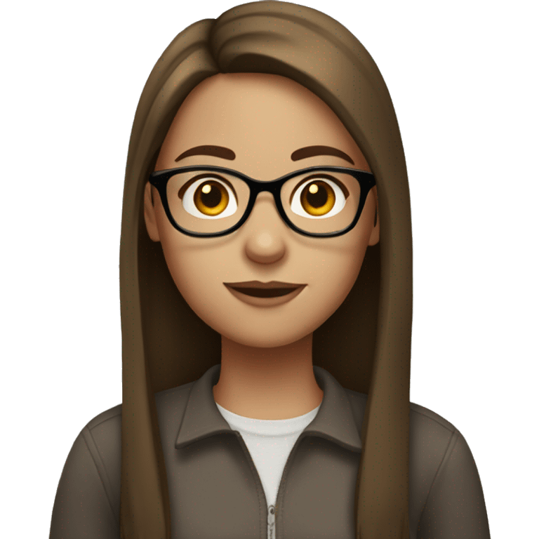 Girl with brown straight hair freckles and glasses emoji