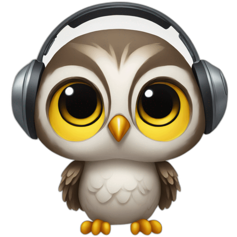 baby owl-with-headset emoji