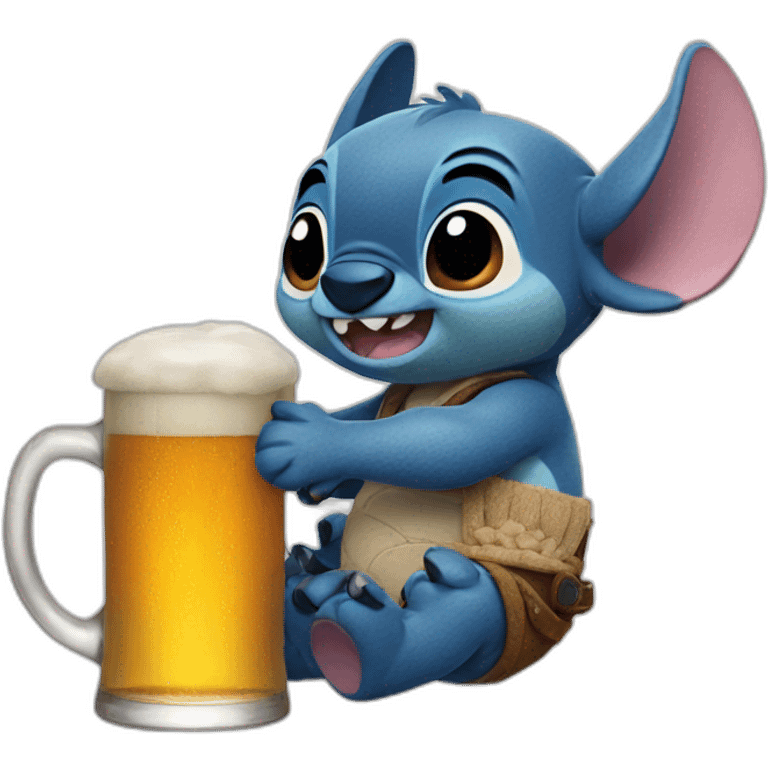 stitch drinking beer emoji