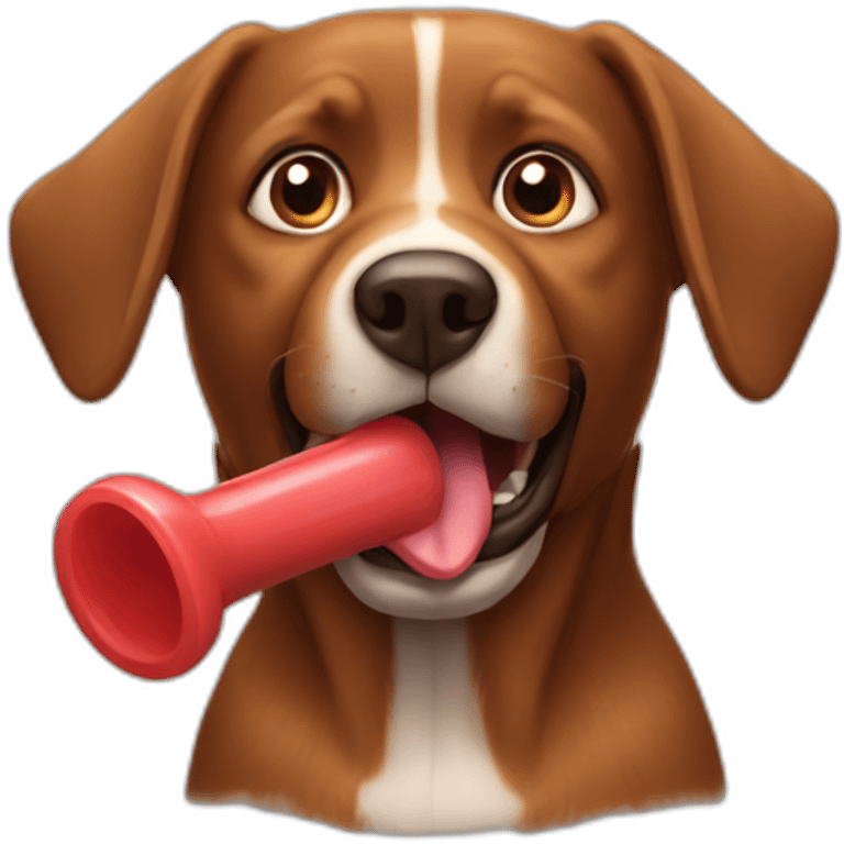 Brown dog with a Kong emoji