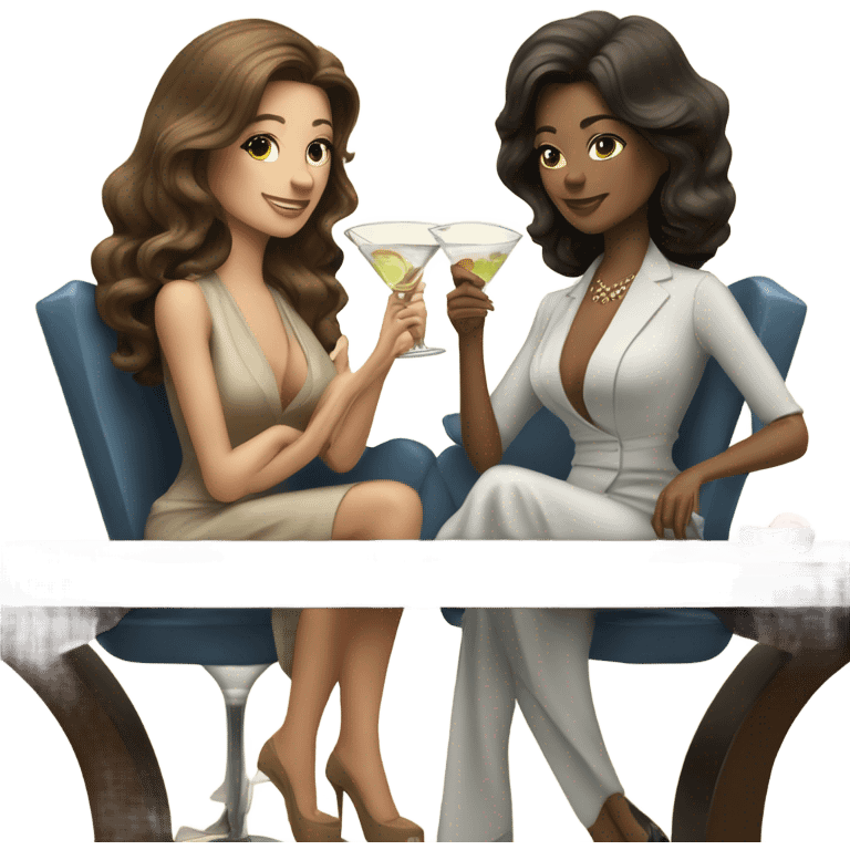 rich caucasian women two friends sipping martinis brunettes emoji