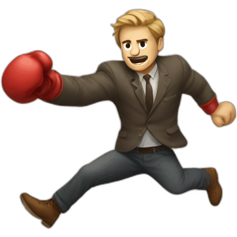 A man flying away from a punch emoji