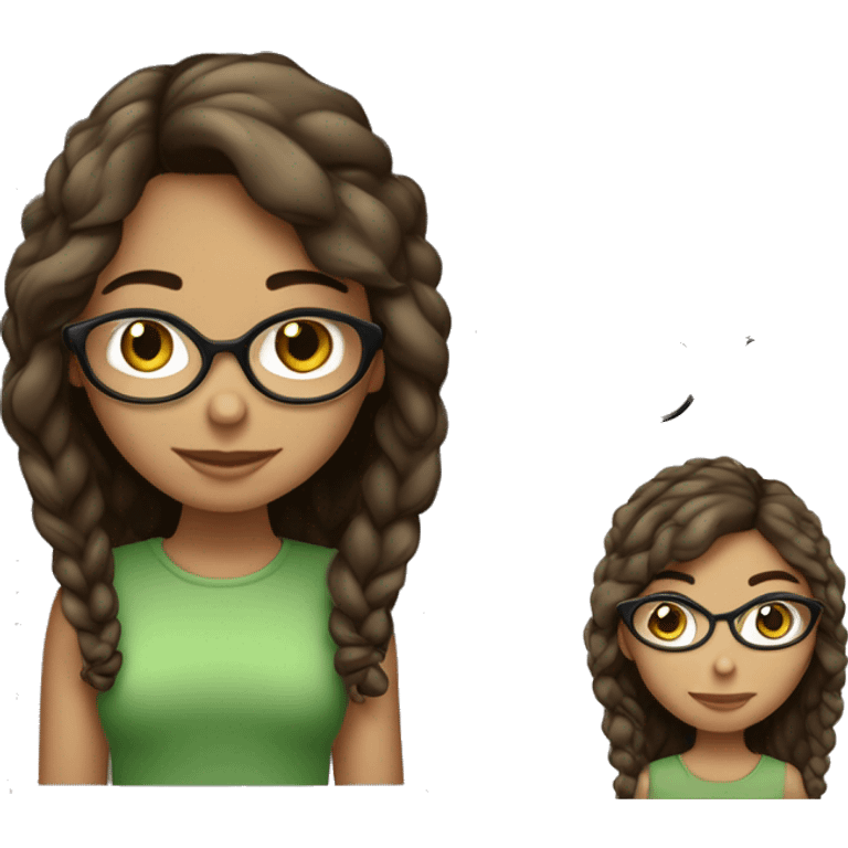 menina de cabelo marrom liso um oculos verde pele bege claro com um coelho preto e pequeno cabelo longo emoji