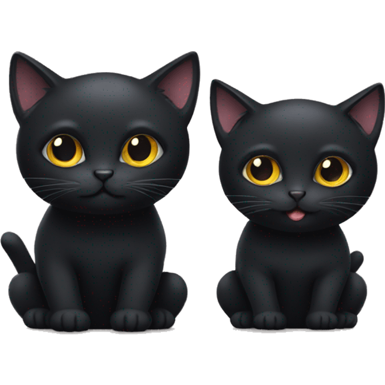 Two black cats, one small, one big, sitting next to each other  emoji