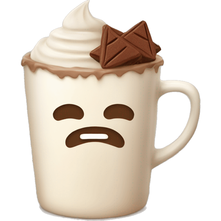 Cream glass with cocoa and mrshmellow, autumn emoji