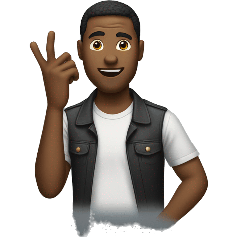 Guy doing finger guns emoji