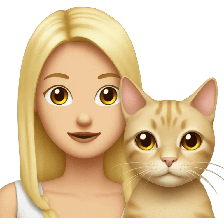 Beige cat with blondy girl emoji