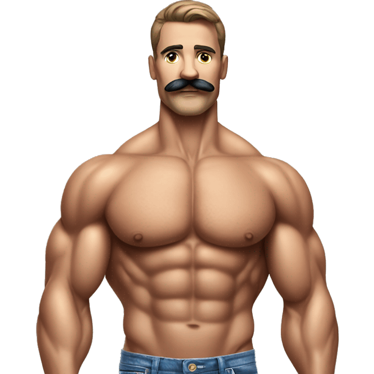 Muscular gay bodybuilder with mustache bikini realistic emoji