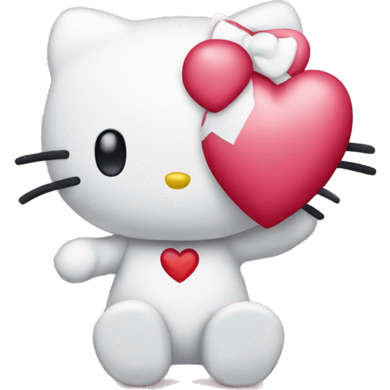 hello kitty holding a heart  emoji