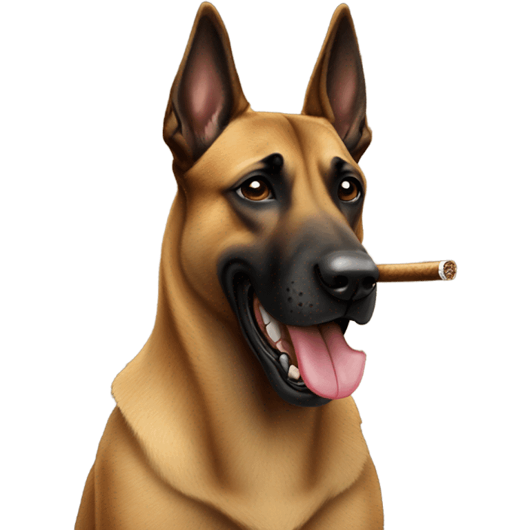 Tough Belgian malinois smoking a cigar  emoji