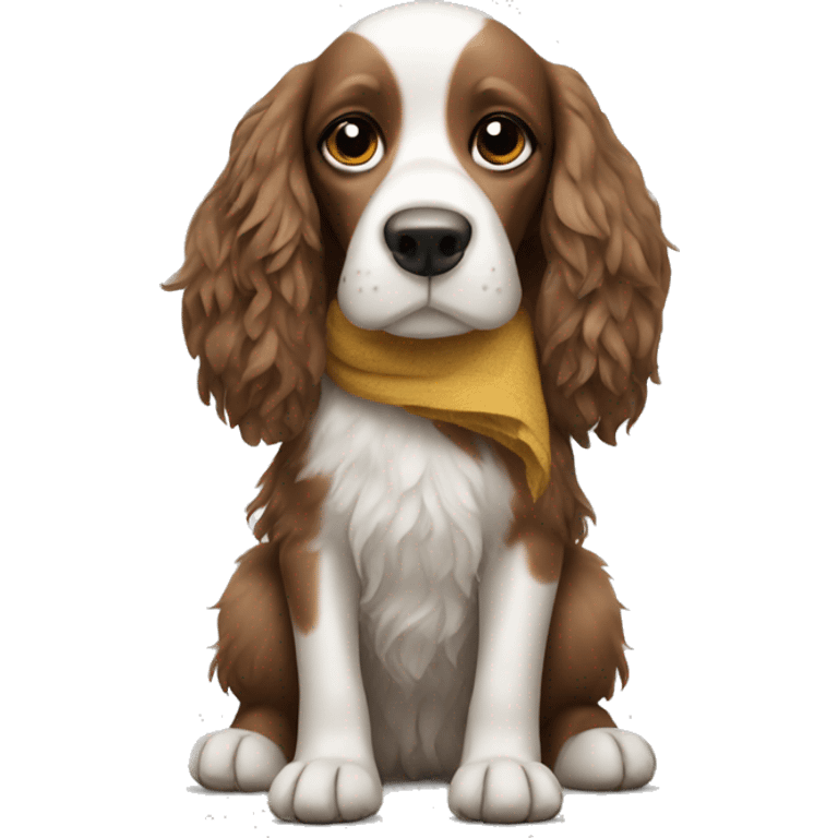 spaniel with a rag in paws emoji