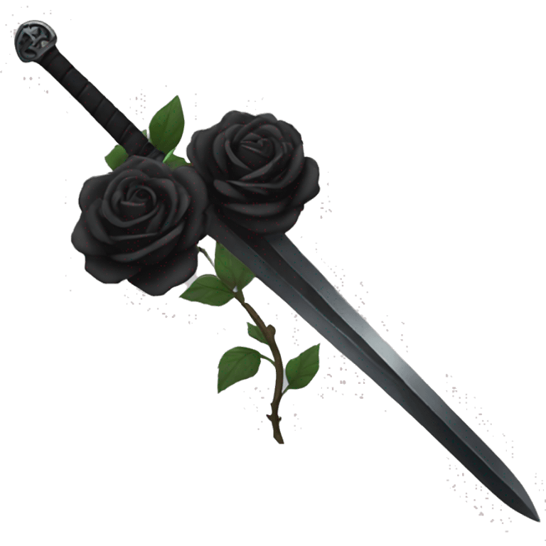 black sword with black roses emoji