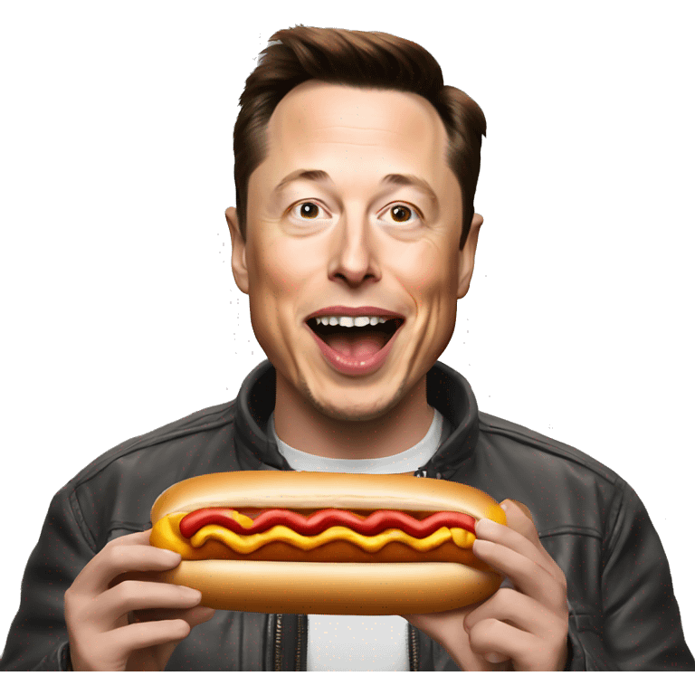 Elon musk eating a hotdog emoji