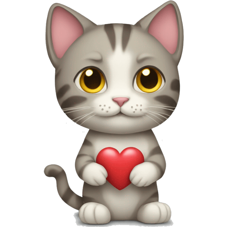 Cat holding a heart emoji