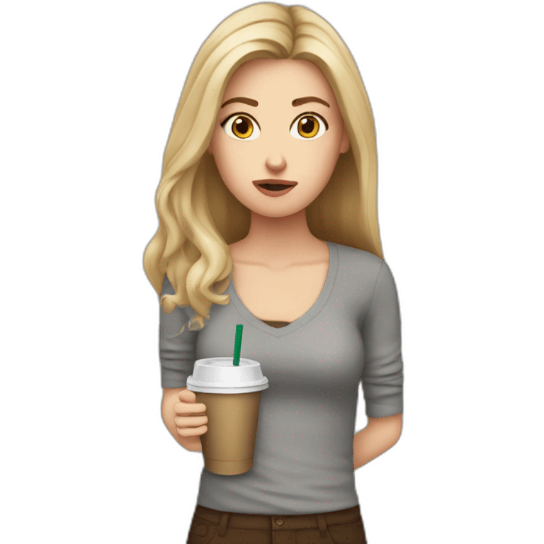 white girl holding starbucks stressed anxious emoji