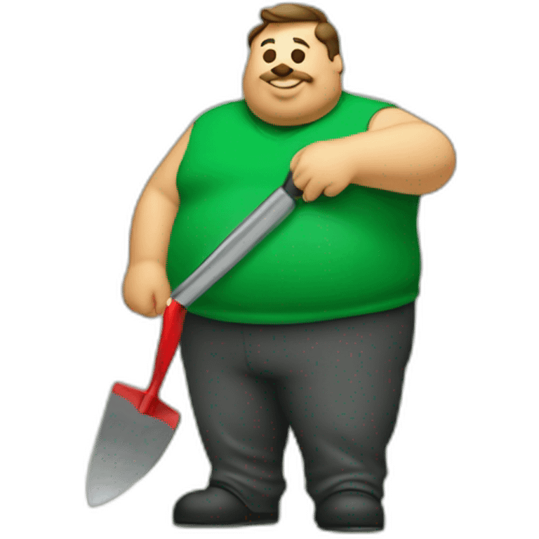 Fat man red green clothes trowel emoji