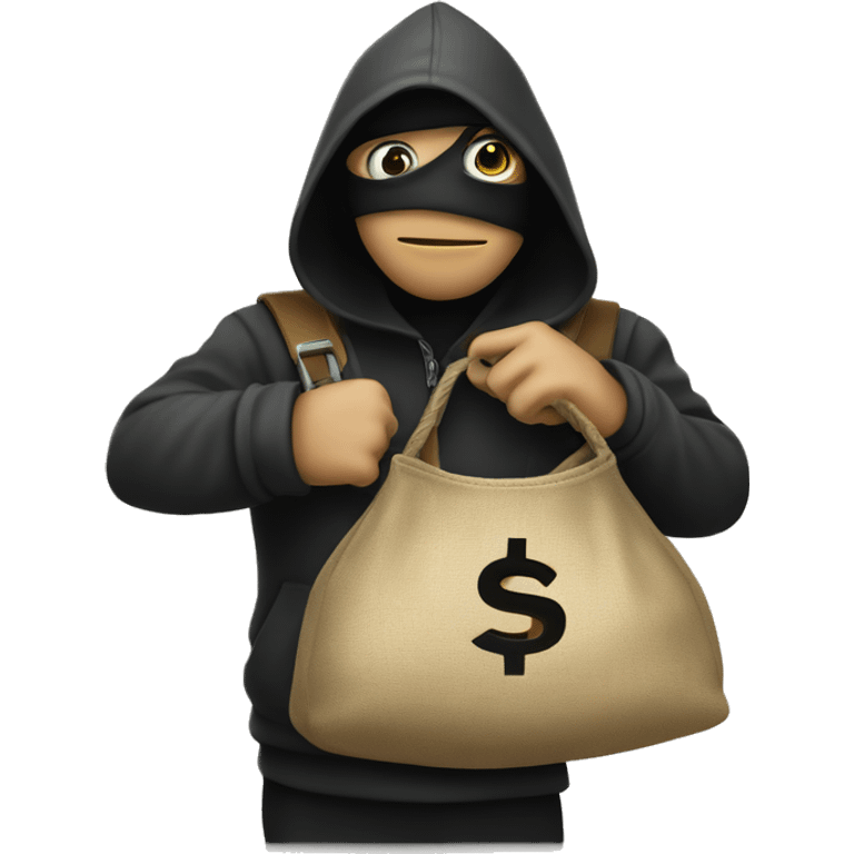 Default Robber Emoji with money bag on shouder emoji